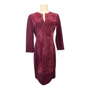 🍇 EUC PER SE Deep Plum Suede & Stretch Long Sleeve Dress | Size 2
